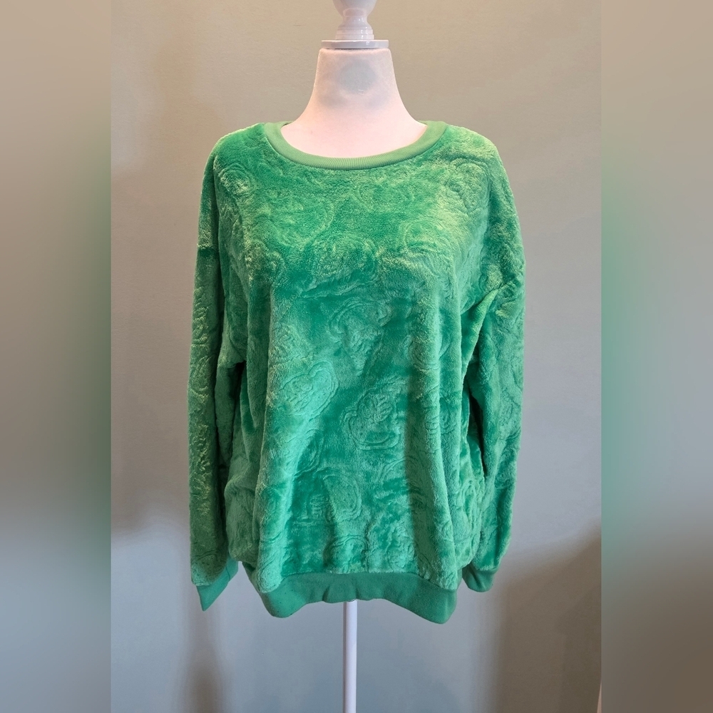 The Grinch Green Plush Fuzzy Sweatshirt Dr. Seuss Junior XL (15-17) Christmas - Picture 2 of 10